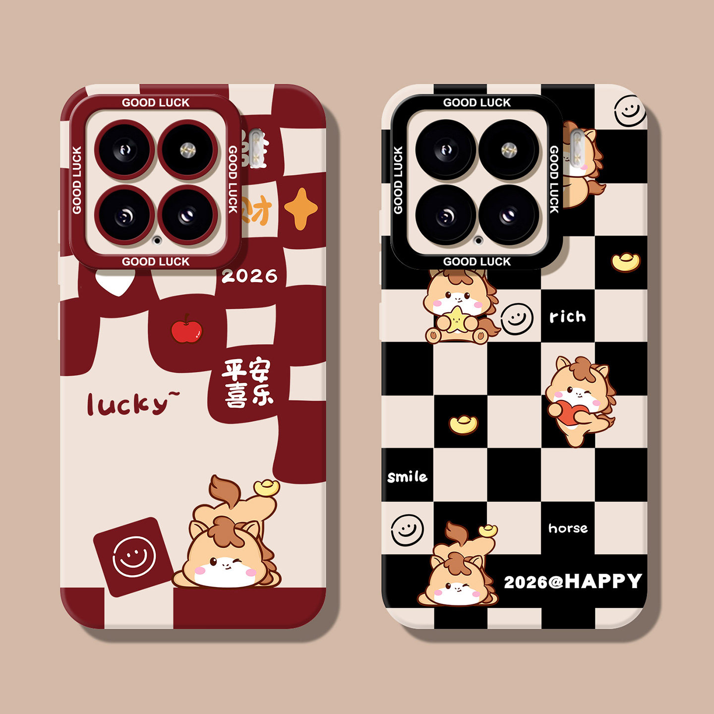 2026马年格子适用小米17pro手机壳全包镜头15硅胶17防摔13高颜值红米k90新款k80卡通turbo4pro女生k70软k60壳