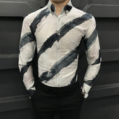 长袖 衬衫 2026新款 春秋高级拼色男士 休闲修身 商务免熨烫0130r
