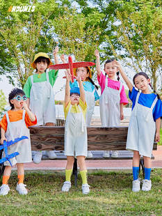 小学生啦啦操演出服 六一表演服幼儿园舞蹈合唱班服儿童背带裤 套装