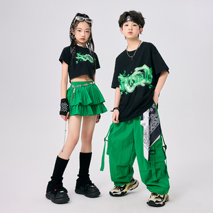儿童街舞潮服女童爵士舞服装男童嘻哈表演服六一小学生团体演出服