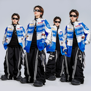 儿童街舞演出服男童机车风嘻哈服装套装秋冬少儿hiphop舞台表演服