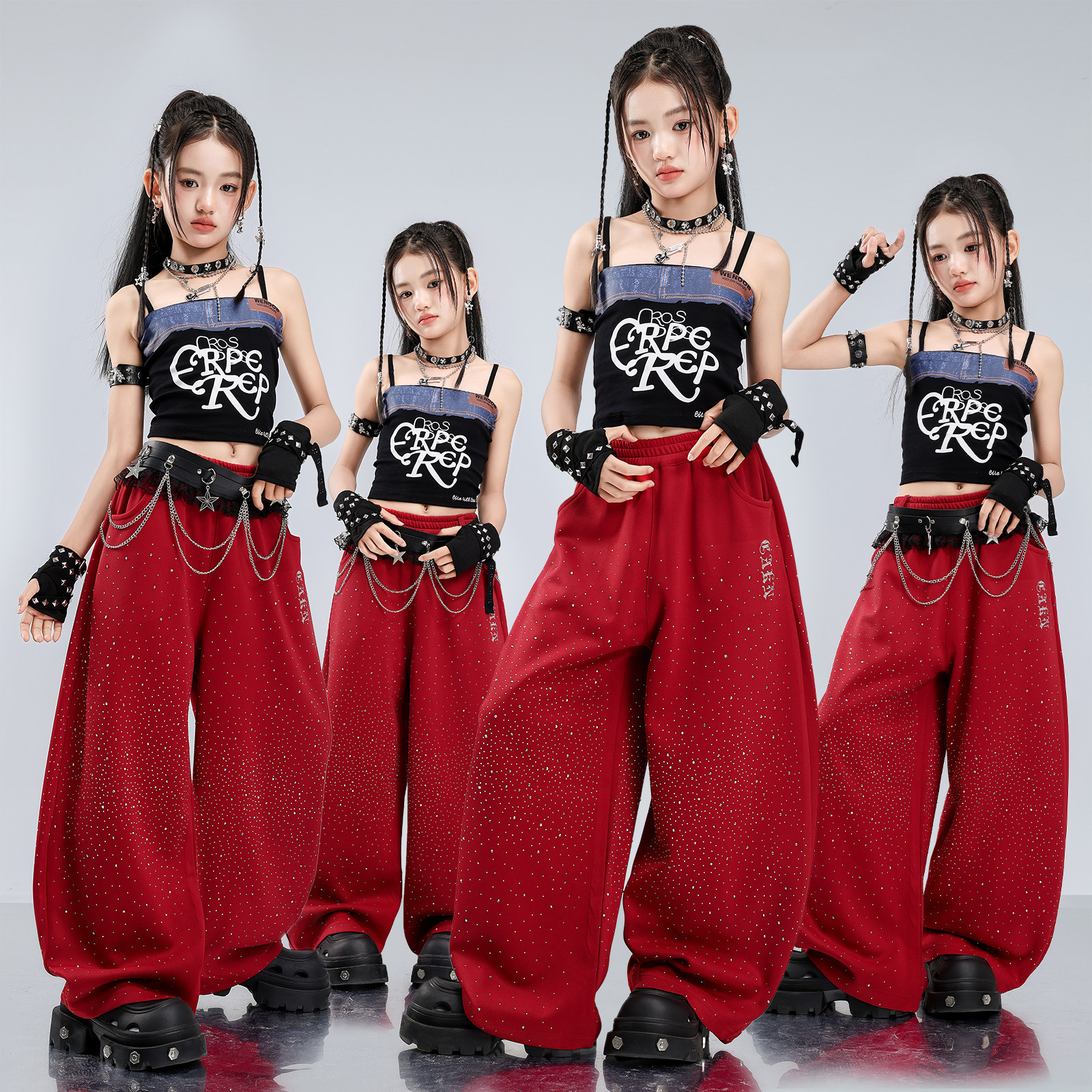 女童爵士舞服装儿童嘻哈街舞潮服少儿JAZZ演出服女团舞蹈服舞台装
