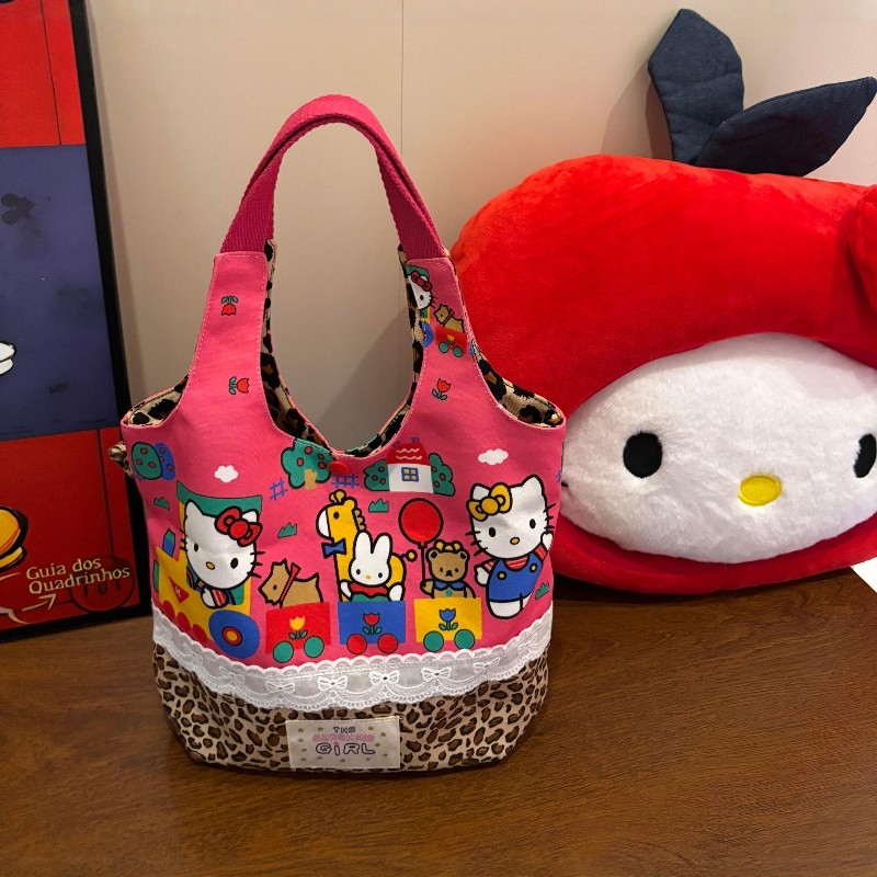 哈喽kitty帆布包包女款红色手提通勤单肩包女大容量日常通勤百搭