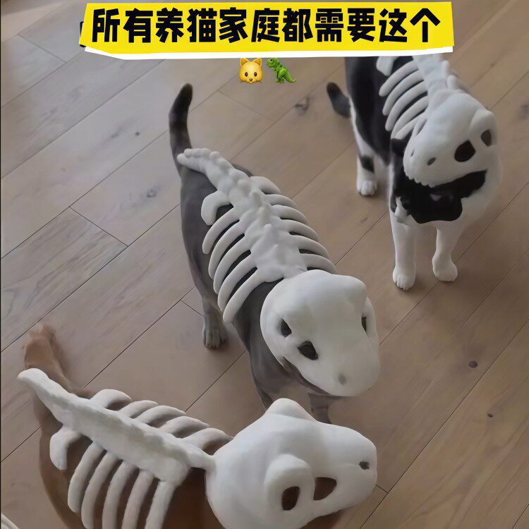 猫咪恐龙骨架头套霸王龙玩偶catsaur装扮帽子卡通宠物拍照道具