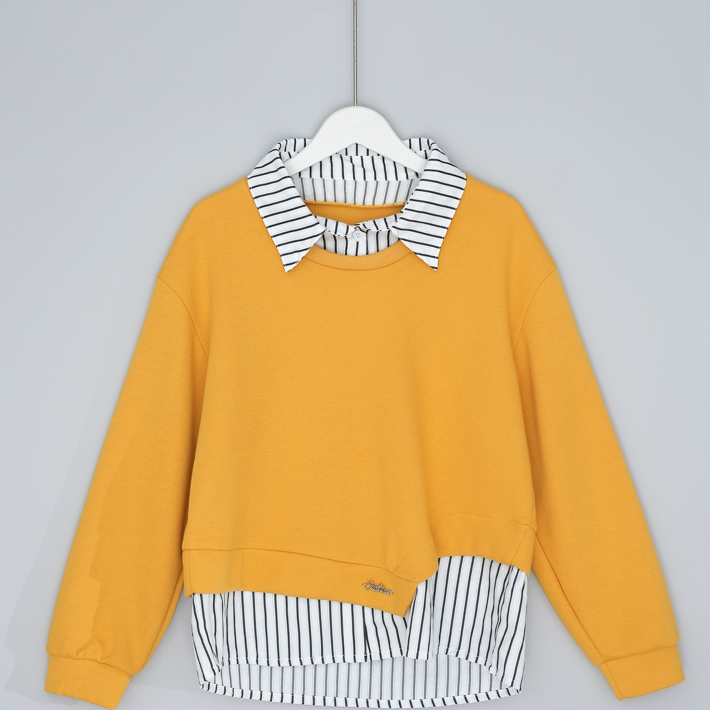 假两件条纹拼接卫衣女长袖