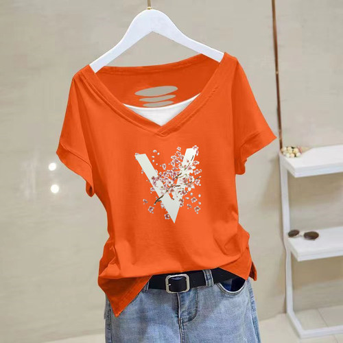 小个子连帽上衣纯棉女t恤短袖