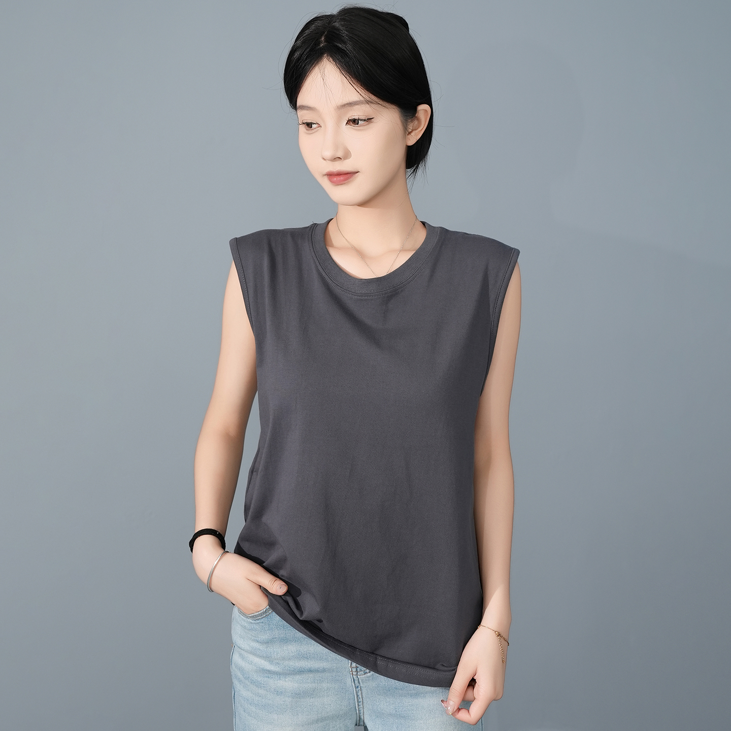 纯棉宽松大码吊带背心女