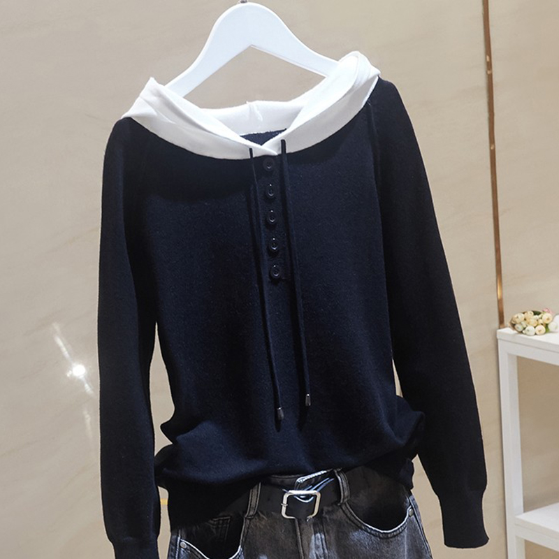 连帽秋冬季加厚保暖韩版针织衫