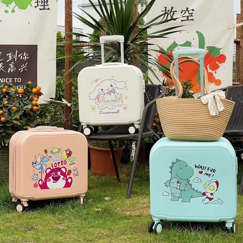 18寸行李箱卡通迷你登机箱轻便静音轮可坐儿童拉杆箱子20寸密码箱