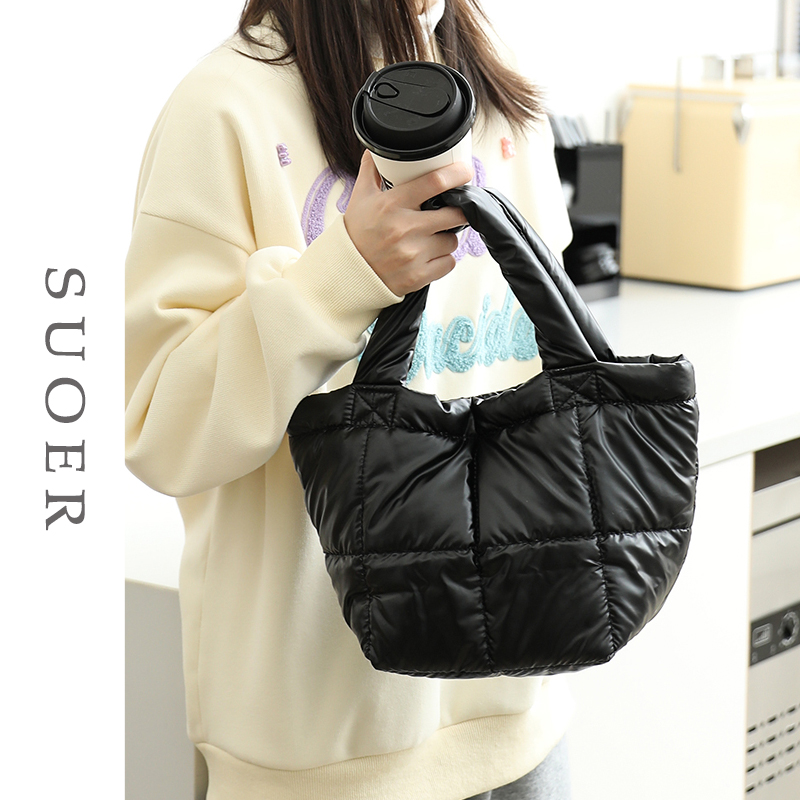 手提包秋冬新款菱格夹棉羽绒包