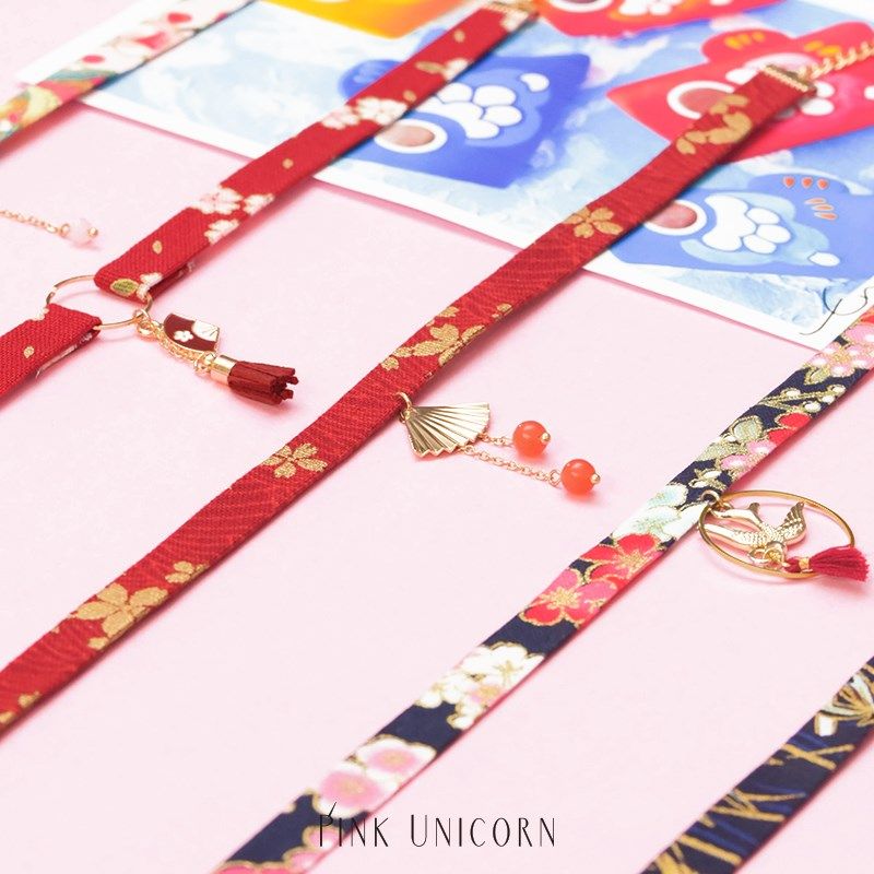 Pink Unicorn手作日系和风项圈红色choker女樱花流苏颈带超仙项链|ruв категории Украшения,ювелирные изделия, ожерелье - от Buy2taobao.com для оказания профессиональной услуги покупки агента Taobao