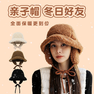 BAYB韩国秋冬季新款帽子女成人冬天可爱耳罩连帽一体保暖亲子帽