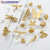 创意个性 黄铜羽毛天使蜻蜓柜门拉手小鸟蝴蝶蘑菇南瓜抽屉单孔把手