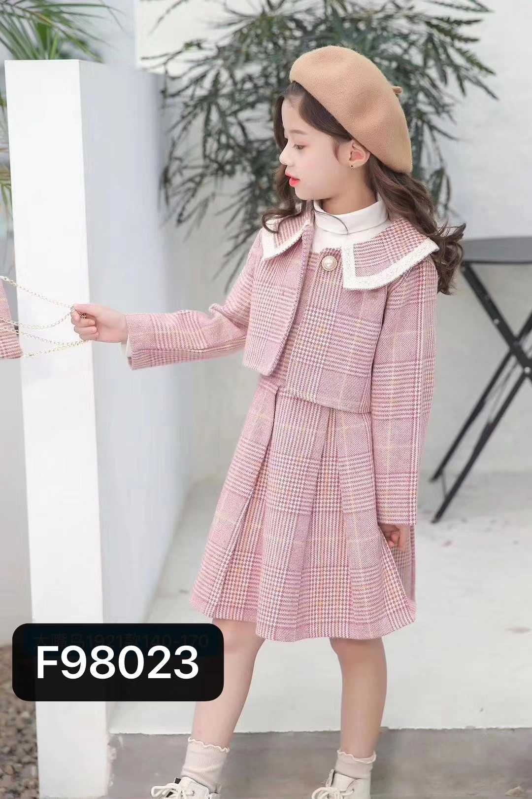 儿童学院风连衣裙2025秋装新款毛衣女童套装洋气时髦中大童三件套