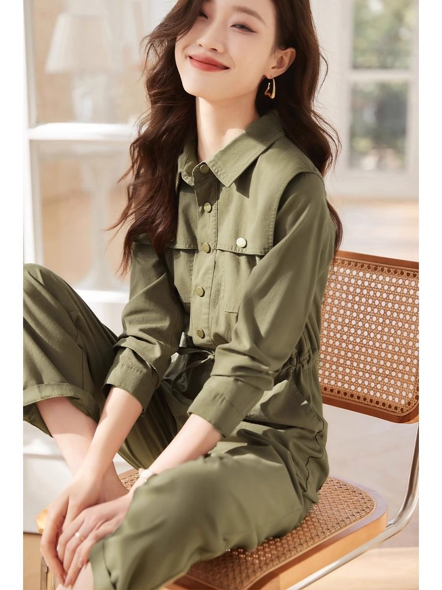 时尚美工装风2025年春季新款休闲质感抽绳宽松口袋百搭连体裤女,女装/女士精品,大码裤装,淘宝优惠券,粉丝福利购,淘宝优惠卷