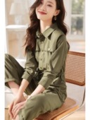 休闲质感抽绳宽松口袋百搭连体裤 时尚 新款 风2025年春季 女 美工装