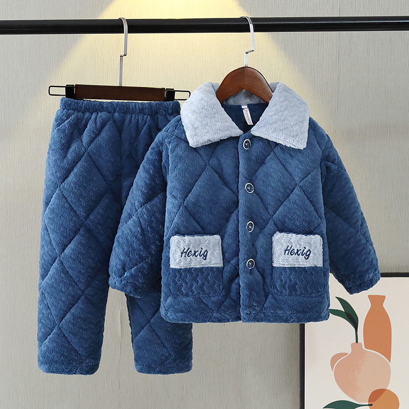 冬季儿童睡衣三层加厚