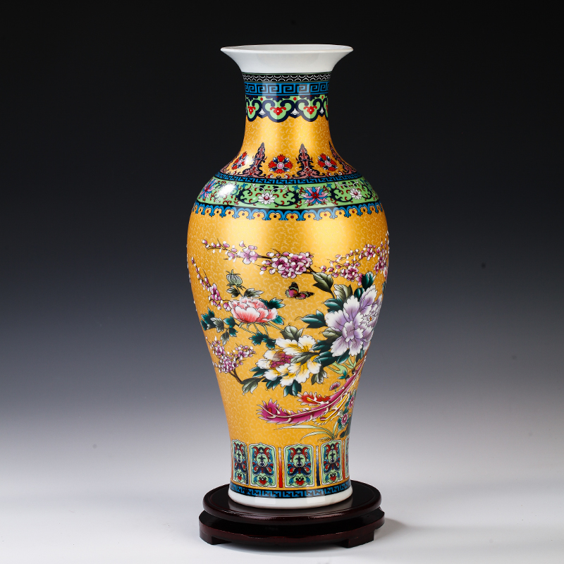 景德镇陶瓷器珐琅彩台面大花瓶摆件客厅玄关插花瓷瓶子家居装饰品