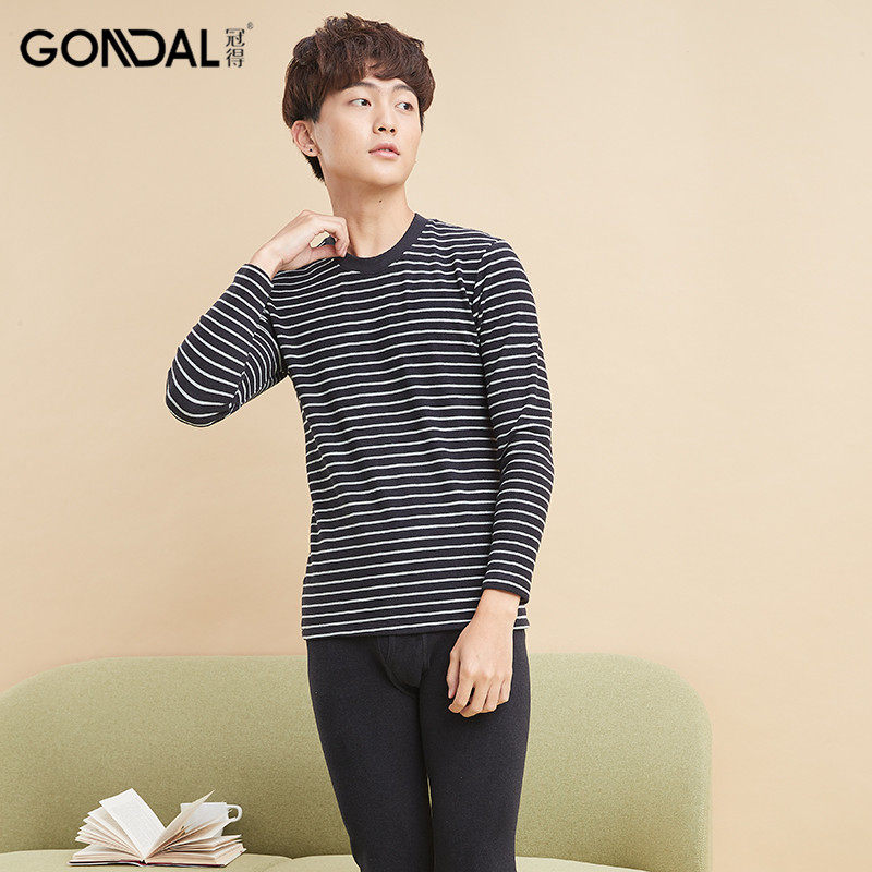 冠得男保暖内衣秋衣裤套装徳绒半高领秋冬加厚加绒暧可外穿高中生