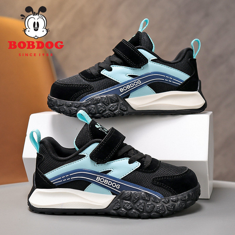 巴布豆春秋季新款男童运动鞋网面透气软底防滑儿童中大童跑步鞋子