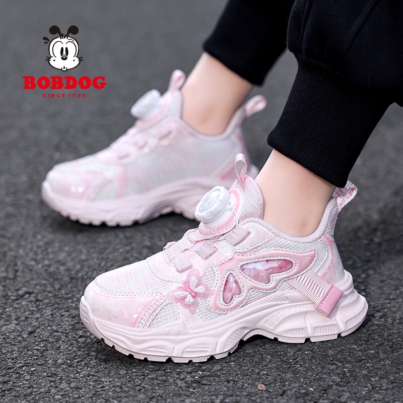 巴布豆童鞋春季新款女童鞋网面透气儿童小学生公主鞋韩版老爹鞋子