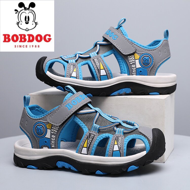 巴布豆夏季男童凉鞋包头儿童凉鞋防滑耐磨运动跑步鞋透气防臭防撞