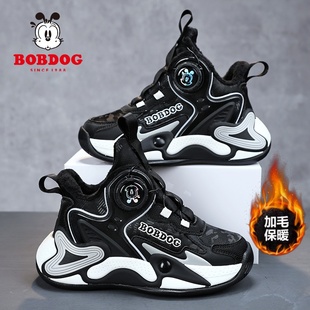 二棉加绒保暖防水中大童男孩鞋 儿童篮球鞋 子 男童运动鞋 巴布豆冬季
