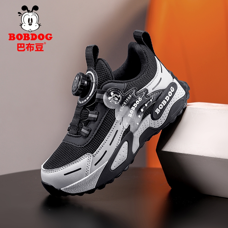 巴布豆男童鞋春秋新款网面透气儿童运动鞋男孩轻便软底防滑跑步鞋