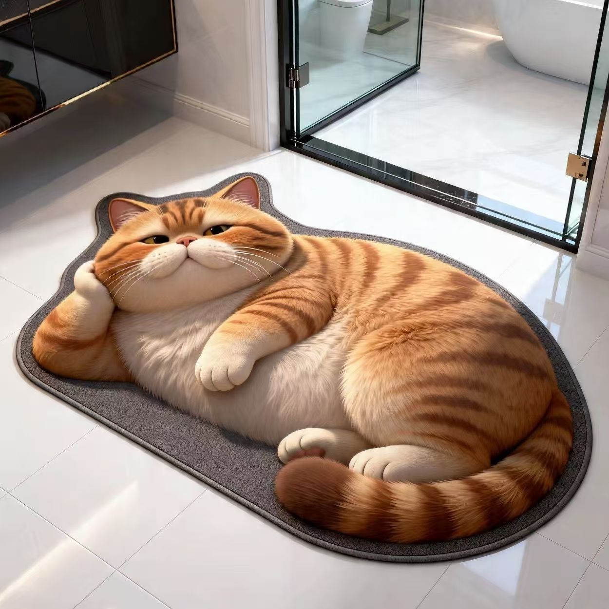 猫咪浴室垫子可爱3D立体视觉感硅藻泥地垫浴室吸水速干硅藻泥脚垫