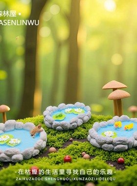 苔藓微景观仿真假山水池摆件