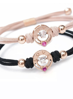 日系coopkoop银情侣手链一对感应震动编织简约男女学生生日礼物