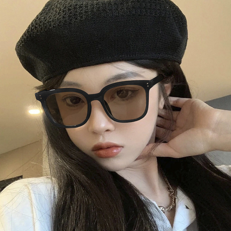 日系coopkoop新款方形米钉太阳镜女复古墨镜炫彩海洋片眼镜
