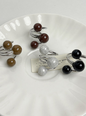 日系CoopKoop小众设计宇宙行星巧克力色戒指轻奢高级感时尚个性