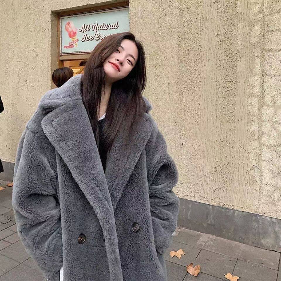 日系coopkoop新款m家泰迪熊皮草大衣女颗粒羊剪绒皮毛一体外套