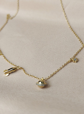 日系CoopKoopPD paola多坠项链银女童飞碟土星火箭冰棒小众设计