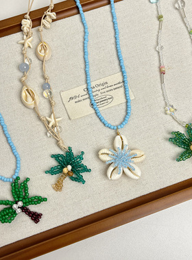 日系CoopKoop春夏海边度假风花朵贝壳串珠项链女波西米亚个性