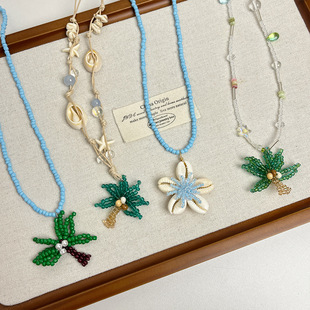 日系CoopKoop春夏海边度假风花朵贝壳串珠项链女波西米亚个性