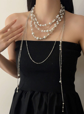 日系CoopKoop复古多层串珠竹节珍珠流苏项链女轻奢高级感颈