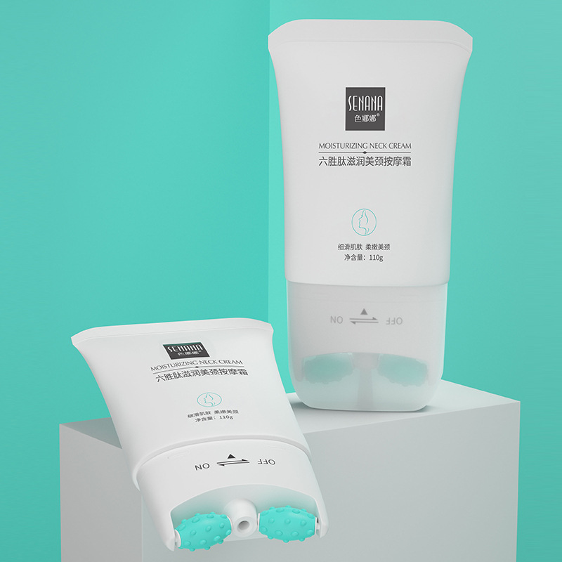 新款推荐六胜肽美颈霜 补水保湿滋润按摩霜双滚轮颈纹霜 颈部护理