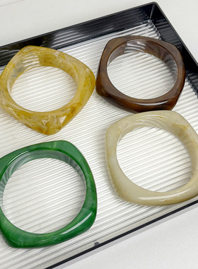 日系CoopKoop气质时尚不规则异形亚克力手镯复古高级感宽版手环