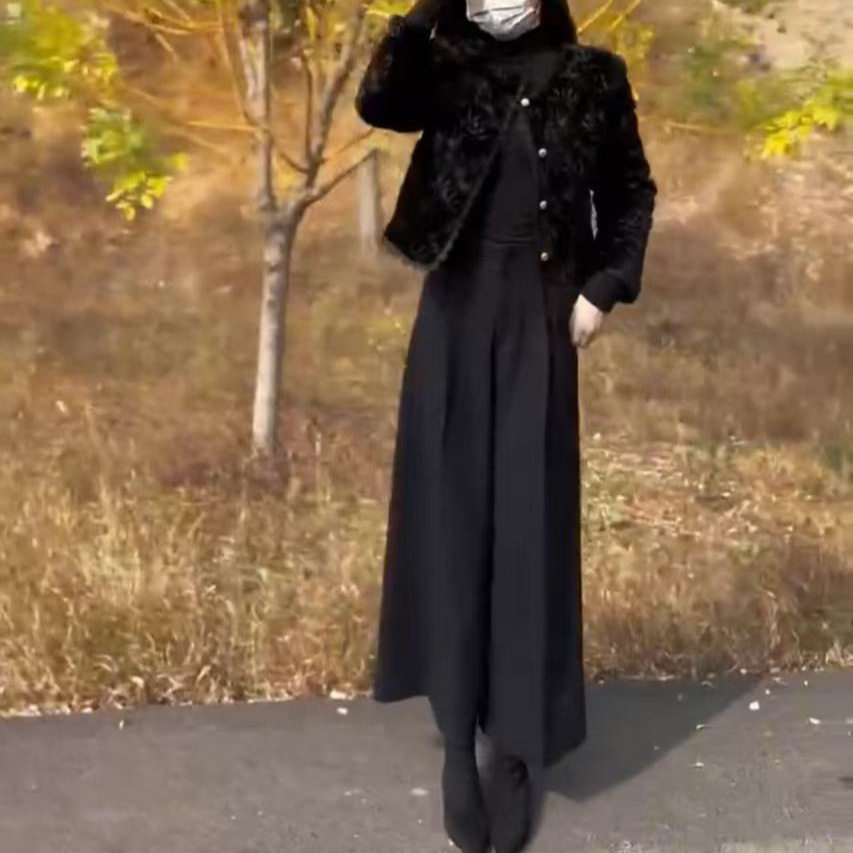 日系coopkoop秋冬新款轻奢简约短款外套宽松阔腿裤显瘦女