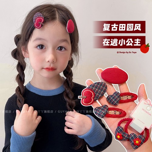 儿童韩版红色系发夹女童宝宝秋冬
