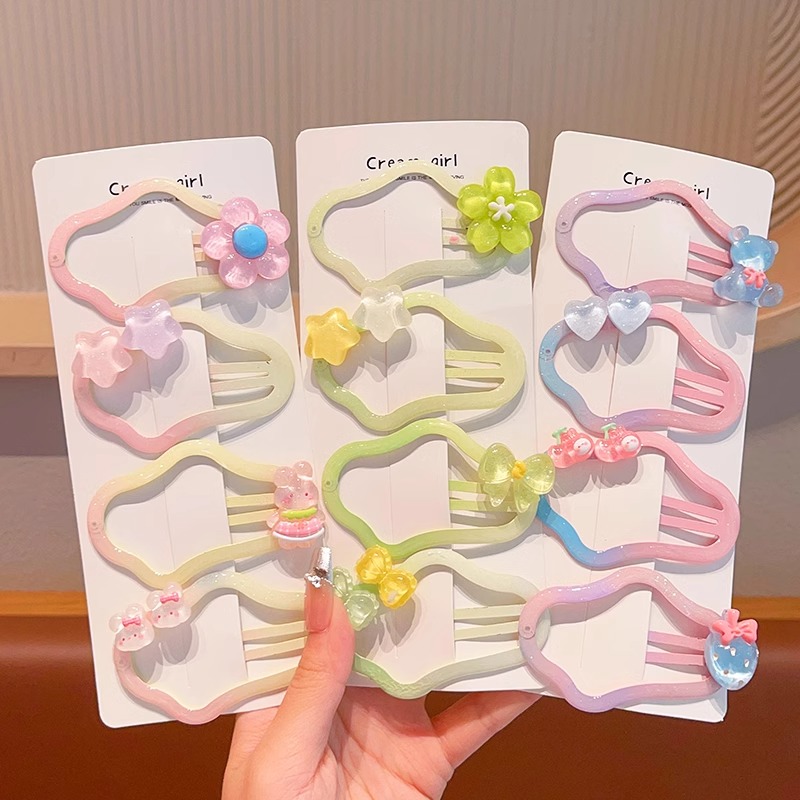 儿童果冻色花朵发夹前额刘海bb夹