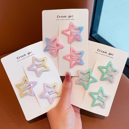 女童渐变色系五角星发夹