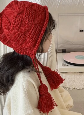 针织帽女儿童时尚百搭小女孩纯色毛线帽男女童秋冬季新款保暖帽子