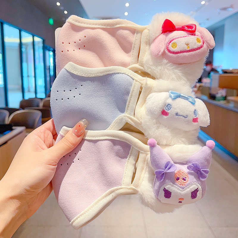 保暖加绒耳罩口罩一体女童冬天防风御寒耳包耳暖小女孩库洛米耳罩