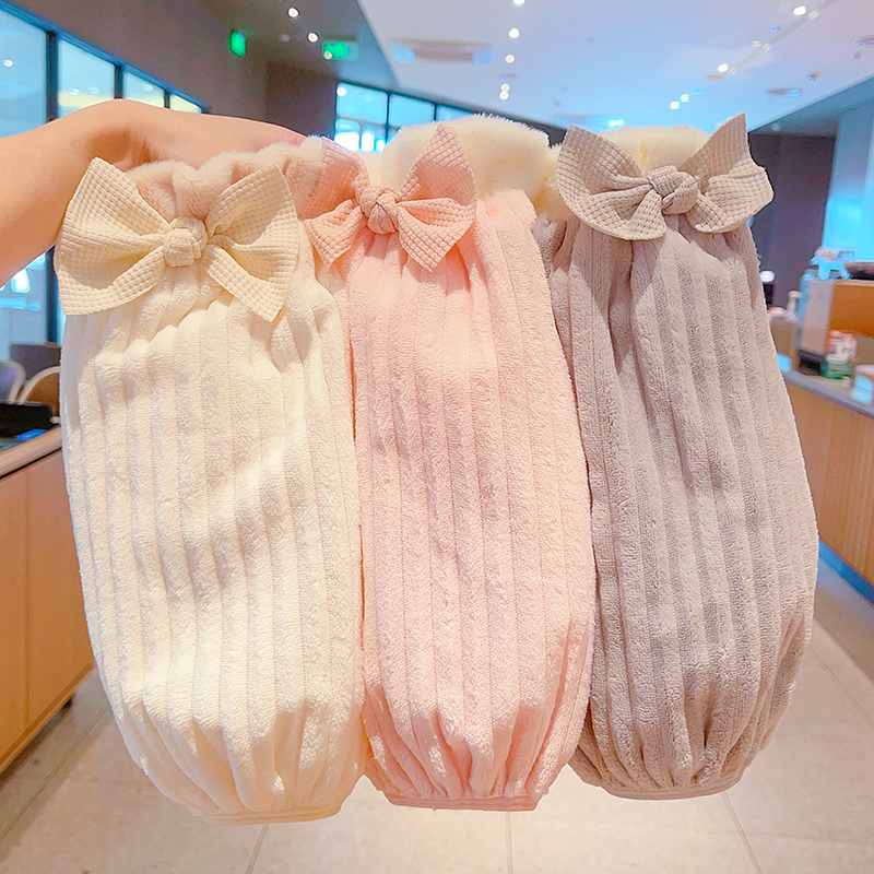 女童秋冬毛绒蝴蝶结长款袖套