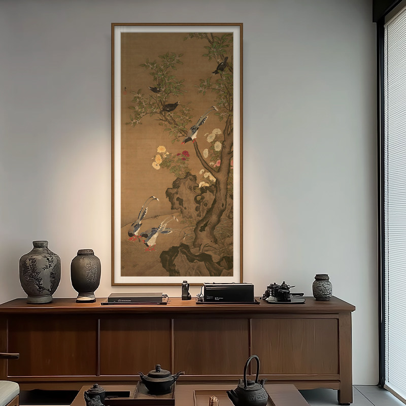 宋氏美学新中式客厅玄关走廊花鸟装饰画画覆古中古风民宿酒店挂画,家居饰品,现代装饰画,淘宝优惠券,粉丝福利购,淘宝优惠卷