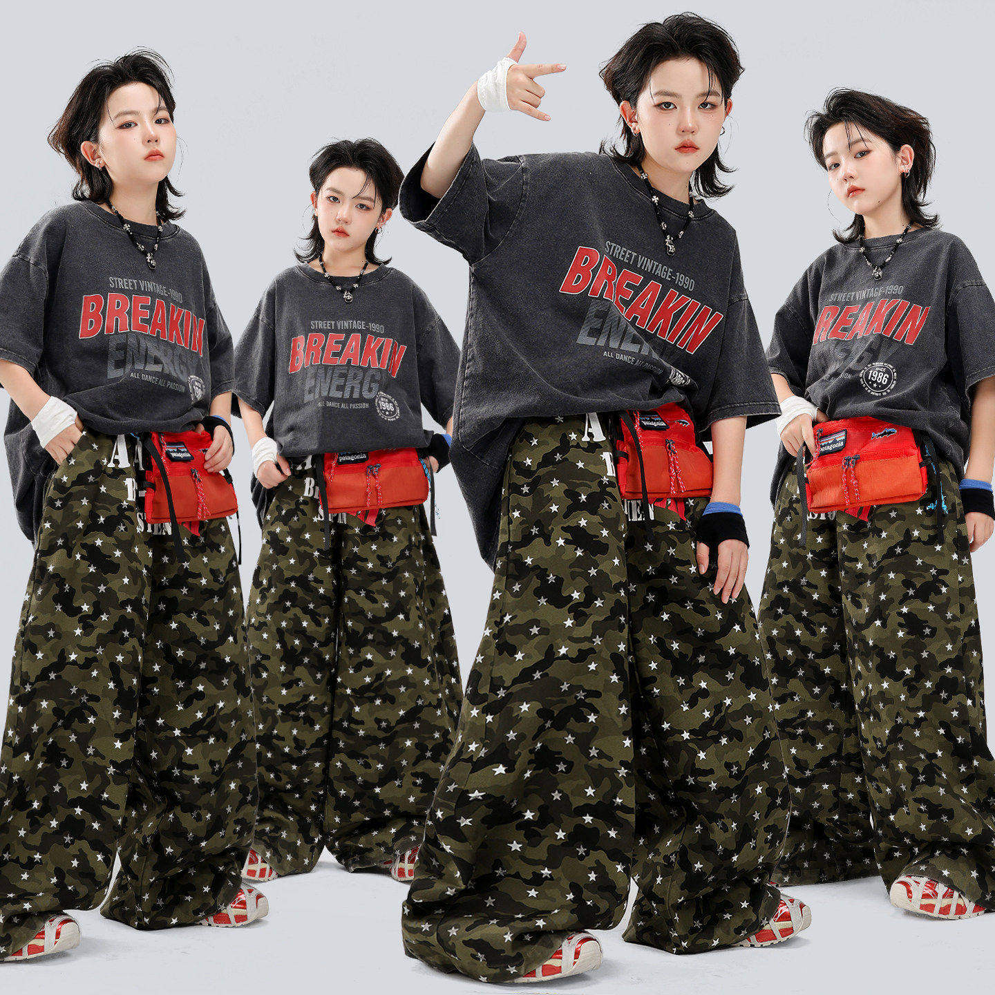 儿童街舞演出服嘻哈男女童夏季
