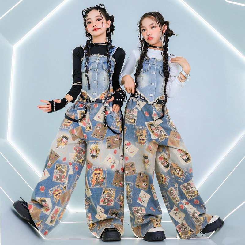牛仔吊带套装嘻哈潮服2024年秋季